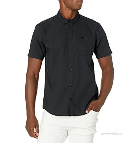 RVCA Men's Slim Fit Short Sleeve Oxford Stretch Woven Button Up Shirt
