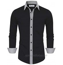 TAM WARE Mens Casual Slim Fit Contrast Lining Button Down Dress Shirts