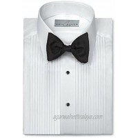Neil Allyn Mens Tuxedo Shirt Poly Cotton Laydown Collar 1 4 Inch Pleat White 14" Neck 30"-31" Sleeve