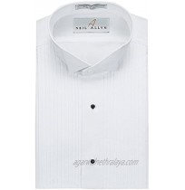Neil Allyn Mens Tuxedo Shirt Poly Cotton Wing Collar 1 4 Inch Pleat 16.5 36 37 White