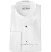 Tuxedo Shirt By Neil Allyn 100% Cotton Wing Collar with French Cuffs White Small 14.5 34 35 sleeve