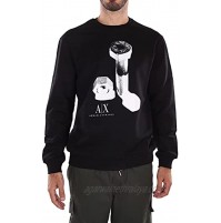 A|X Armani Exchange Men's Long Sleeve Nuts & Bolts Logo Crewneck Sweatshirt Black L