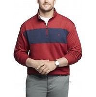 IZOD Men's Big Advantage Performance Quarter Zip Fleece Pullover Sweatshirt Biking Red Colorblock 2X-Large Tall