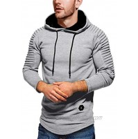 Seazoon Mens Long Sleeve Casual Plain Pullover Drawstring Hoodie Hem Curved Basic Breathable Sweatshirt