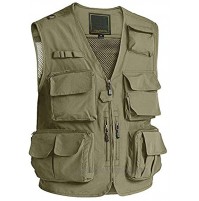 MAGCOMSEN Men's Outerwear Vests Casual Outdoor Work Vest Multi Pockets Cargo Vest Waistcoat Travel Vest Mesh Fishing Vest