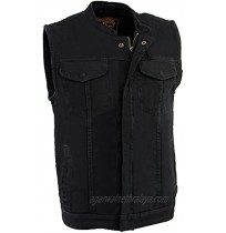 Milwaukee Leather MDM3000 Men's Black ‘Quick Draw’ Dual Closure Denim Club Vest