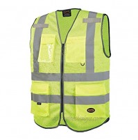 Pioneer Safety Vest for Men – Hi Vis Reflective Mesh Neon 9 Pockets Zipper Construction Traffic Security Work – Orange Yellow Green V1024860U-3XL