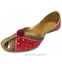 Step n Style Women Velvet & Leather Khussa Shoes Punjabi Jutti Indian Handmade Ballet