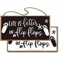 vizuzi Life is Better in Flip Flops Wooden Beach Sign