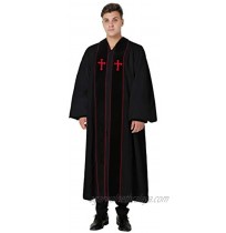 IvyRobes Unisex Clerical Clergy Robe for Pulpit with Bell Sleeves Black