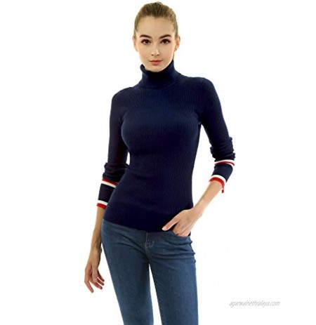 AmélieBoutik Women Long Sleeve Striped Split Cuff Sweater