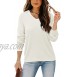 Arach&Cloz Women's V Neck Sweater Long Sleeve Solid Loose Pullover Knit Tops