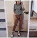 CASAZERO Knitted Sweater Long-Sleeve Crewneck Sweater Geometric Knitted Women Pullover Sweaters Crewneck Sweater for Women White