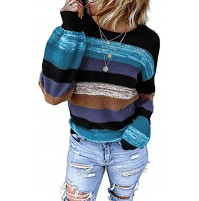 Dearlove Womens Crewneck Long Sleeve Colorblock Sweater Striped Oversized Pullover
