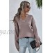 Elysa Kees Womens V Neck Bell Sleeve Pullover Sweater Patchwork Turn Up Cuff Loose Fit Rib Knit Tops