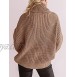 FERBIA Women Cowl Neck Pullover Sweater Oversized Chunky Cable Knit Slouchy Baggy Batwing Loose Balloon Sleeve Jumper