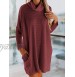 MIHOLL Women's Long Sleeve Cowl Neck Casual Loose Oversized Knit Pullover Sweater Dress