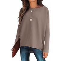 Nigaga Women's Off Shoulder Long Batwing Sleeve Oversized Pullover High Low Dolman Knit Sweater Loose Jumper Tunic Tops