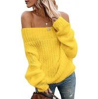 SySea Womens Off The Shoulder Sweaters Sexy Chunky Pullover Sweaters Oversized Knit Jumper Tops