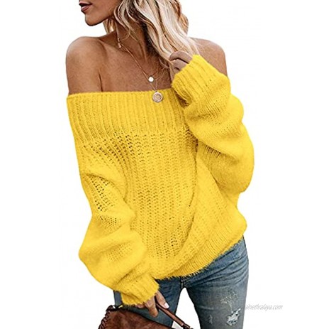 SySea Womens Off The Shoulder Sweaters Sexy Chunky Pullover Sweaters Oversized Knit Jumper Tops