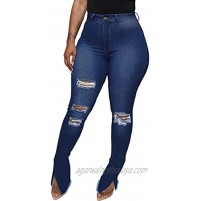 Laeyzuo Women's High Waisted Denim Jean Pants Classic Skinny Stretchy Retro Ripped Jeans