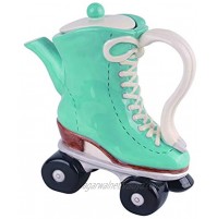 Blue Sky Ceramics Roller Skates Teapot-Green Multi