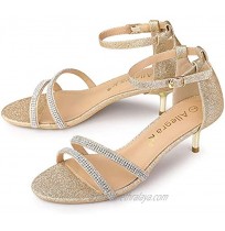 Allegra K Women's Stiletto Kitten Heels Glitter Heel Sandals