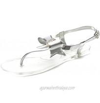 Ollio Women's Shoe Ribbon Thong Ankle Strap Flip Flop Jelly Sandal